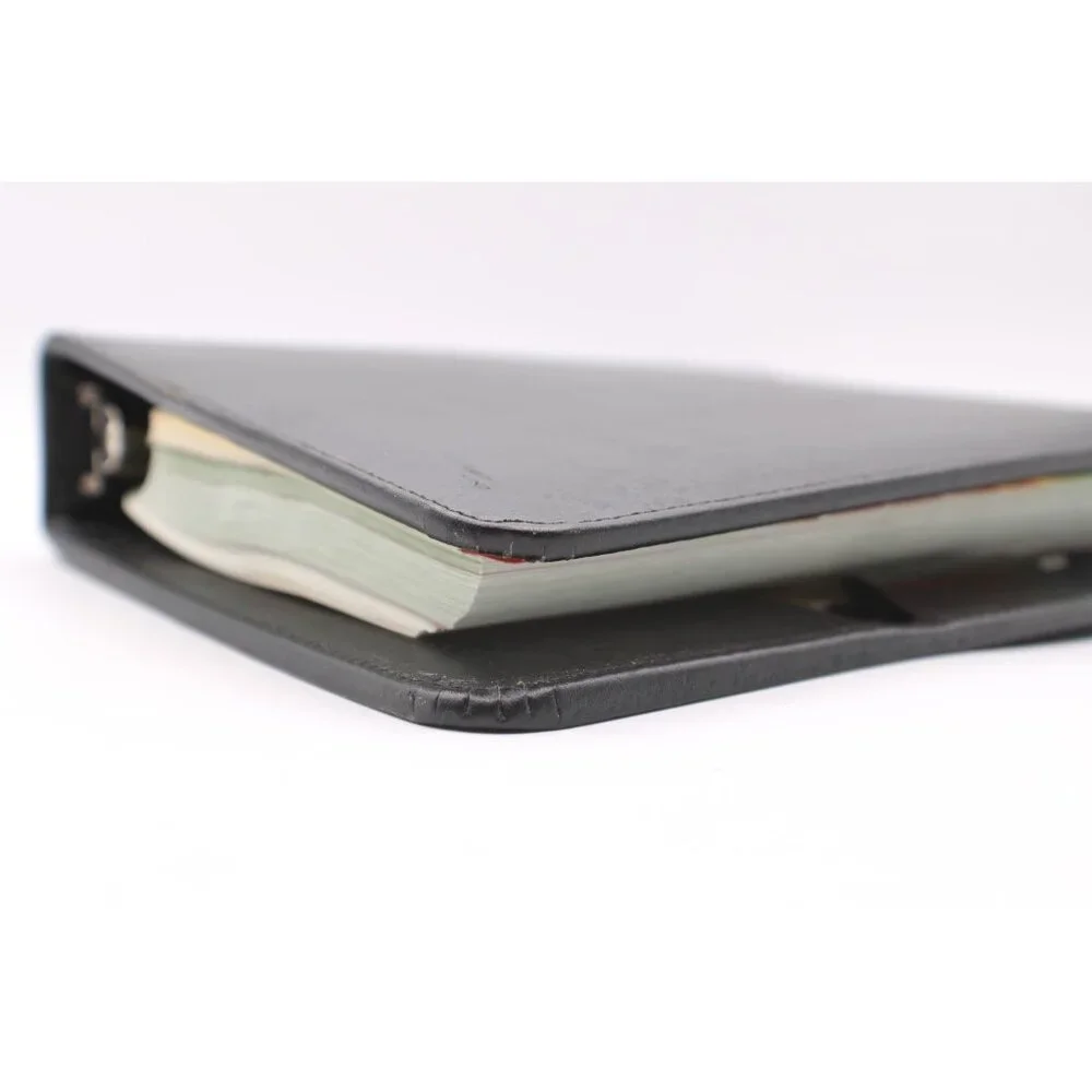 Franklin Quest Black Leather 7-Ring Day Planner Binder Organizer Office Vintage